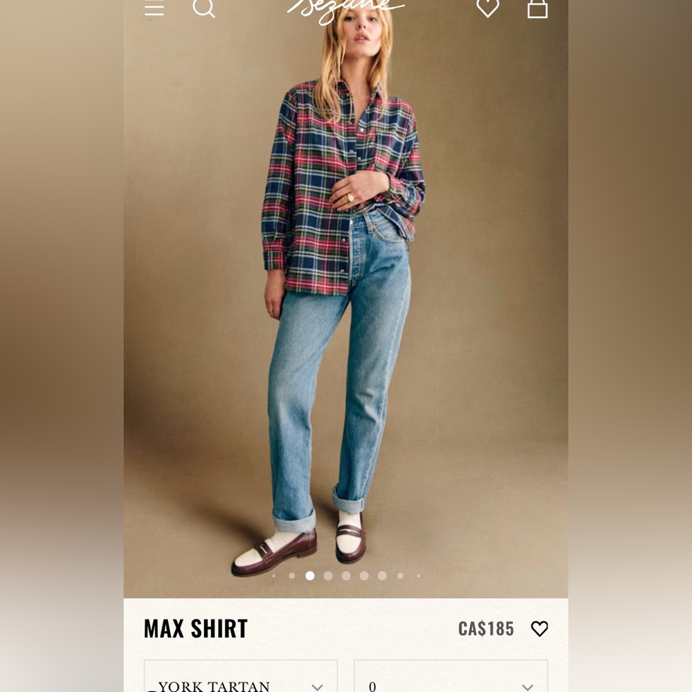 Sézane Max shirt in York Tartan